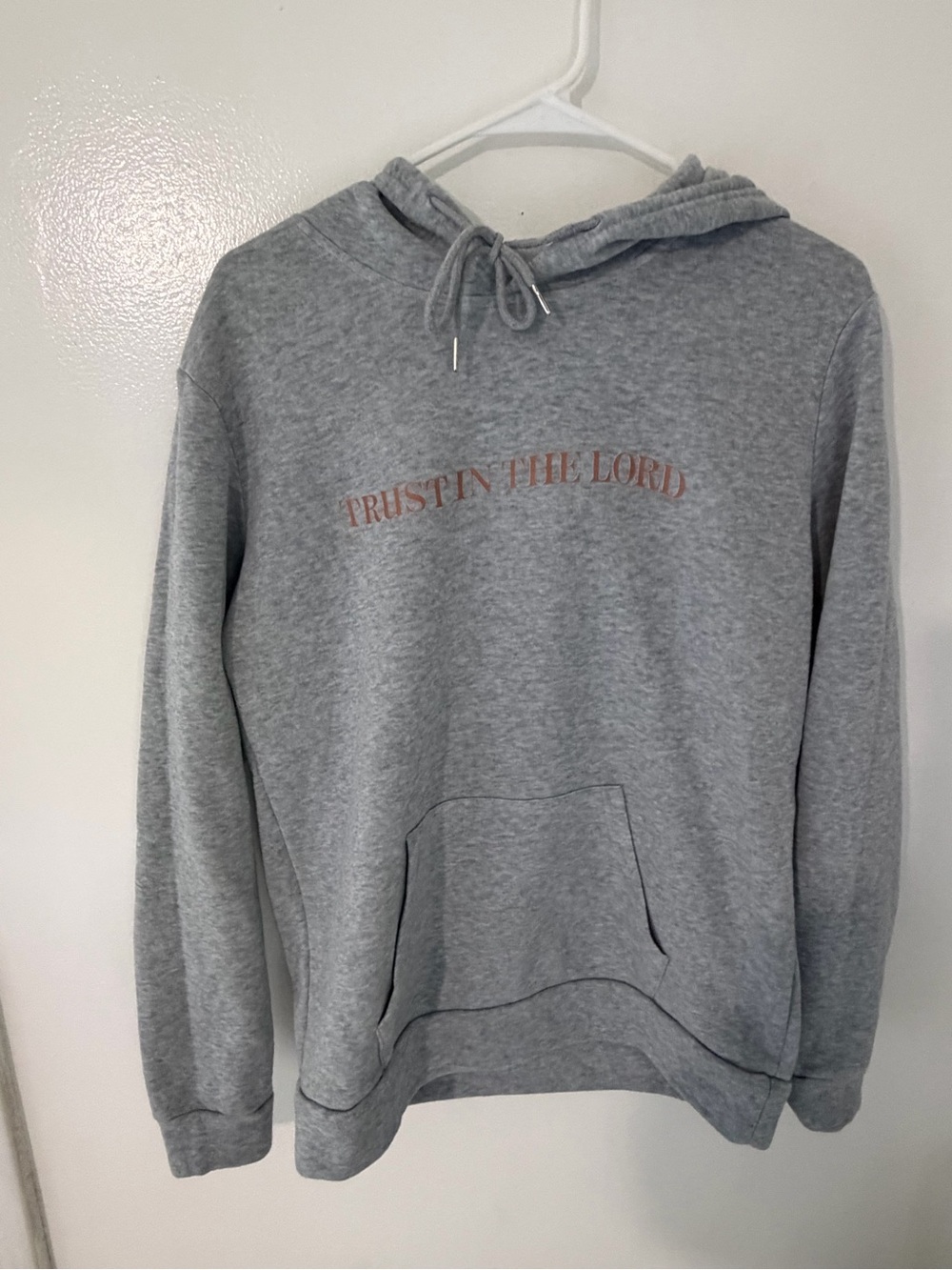 'Trust in the Lord' Grey Hooded Sweatshirt size Medium